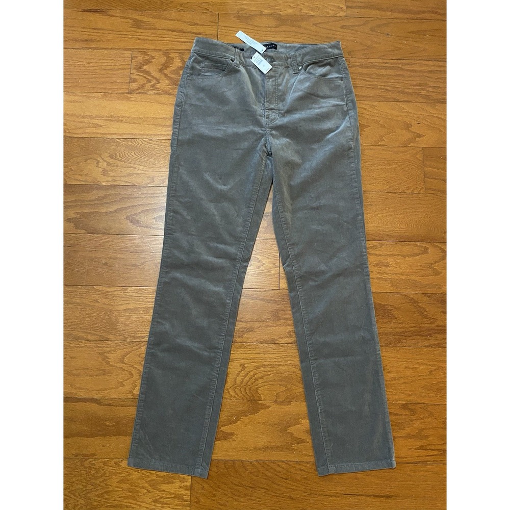 Talbots Corduroy Pants Size 8 Gray Straight Leg Slimming Stretch New! NWT $100